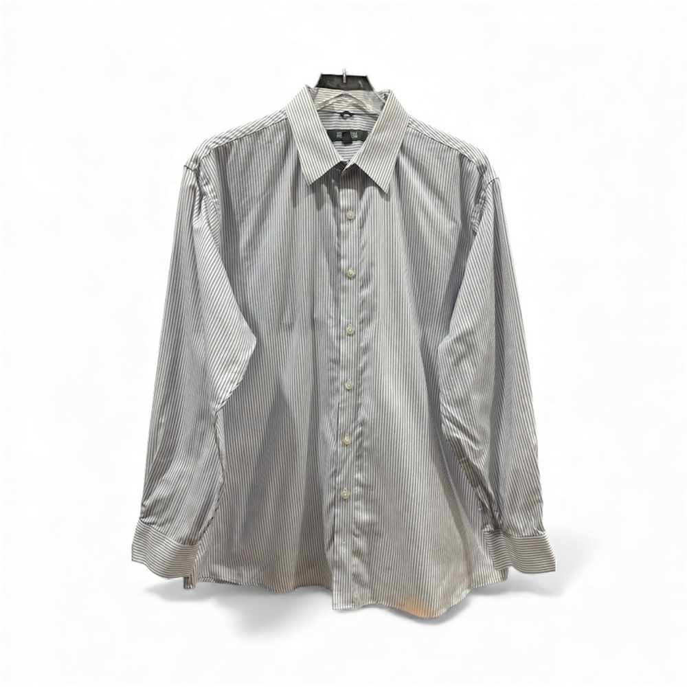 Kenneth Cole Men's White/Blue Striped Dress Shirt
